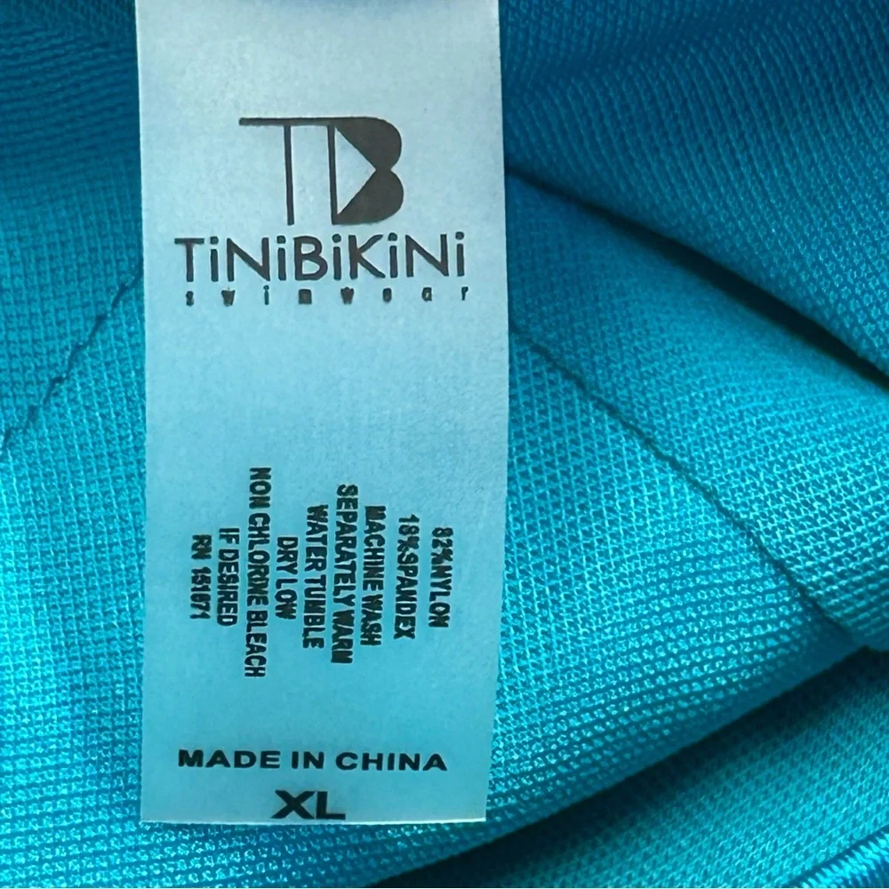 Tinibikini blue Cutout One-Piece Swimsuit Lace-Up Detail Beach Swimwear XL